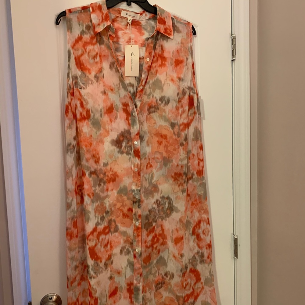 Vince Camuto Floral Wash Side Slit Tunic NWT
